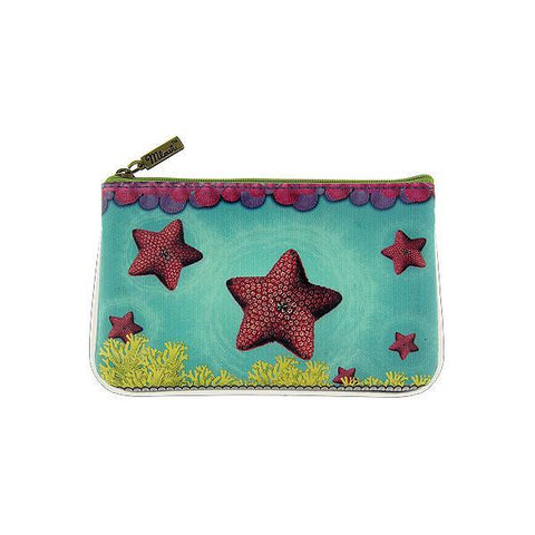Mlavi Eco-friendly, cruelty-free, ethically made small pouch/coin purse with vintage style starfish printfor everyday use, travel or as whimsical gift for family & friends. Wholesale at www.mlavi.com