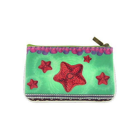 Mlavi Eco-friendly, cruelty-free, ethically made small pouch/coin purse with vintage style starfish printfor everyday use, travel or as whimsical gift for family & friends. Wholesale at www.mlavi.com