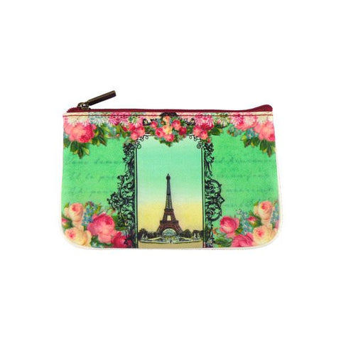Mlavi vintage style Paris Eiffel tower vegan small pouch/coin purse made with durable, Eco-friendly vegan materials. Wholesale at www.mlavi.com