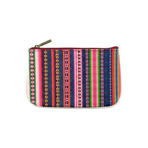 Mlavi Eco-friendly, cruelty-free vegan/faux leather Peruvian textile pattern print small pouch/coin purse from Peru collection. Wholesale at www.mlavi.com to gift shops, fashion accessories & clothing boutiques in Canada, USA & worldwide.