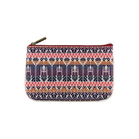 Mlavi Studio's Eco-friendly, cruelty-free vegan/faux leather Peruvian textile pattern print small pouch/coin purse from Peru collection. Wholesale at www.mlavi.com to gift shops, fashion accessories & clothing boutiques in Canada, USA & worldwide.