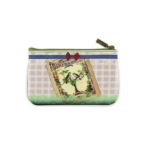 Mlavi vintage style bird with crown vegan small pouch/coin purse