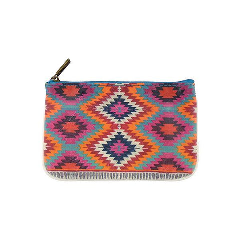 Mlavi's Eco-friendly Turkish print vegan small pouch with Bohemian vibe inspired by Turkey's textile & ceramic tile for everyday use & as a unique gift for family & friends. Wholesale at www.mlavi.com