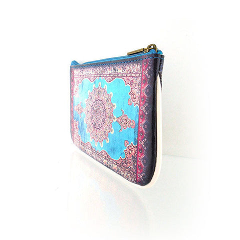 Mlavi Studio's Eco-friendly Turkish print vegan small pouch with Bohemian vibe inspired by Turkey's textile & ceramic tile. Great for everyday use & as a unique gift for family & friends. Wholesale at www.mlavi.com to gift shop, clothing & fashion accessories boutiques, museum gift stores worldwide.
