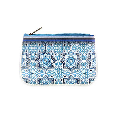 Mlavi Studio's Eco-friendly Turkish print vegan small pouch with Bohemian vibe inspired by Turkey's textile & ceramic tile. Great for everyday use & as a unique gift for family & friends. Wholesale at www.mlavi.com to gift shop, clothing & fashion accessories boutiques, museum gift stores worldwide.