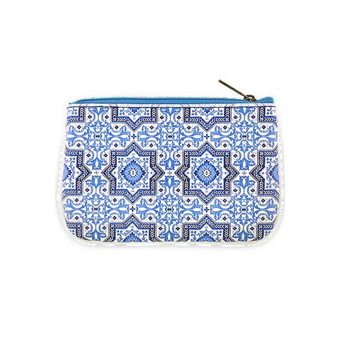 Mlavi Studio's Eco-friendly Turkish print vegan small pouch with Bohemian vibe inspired by Turkey's textile & ceramic tile. Great for everyday use & as a unique gift for family & friends. Wholesale at www.mlavi.com to gift shop, clothing & fashion accessories boutiques, museum gift stores worldwide.