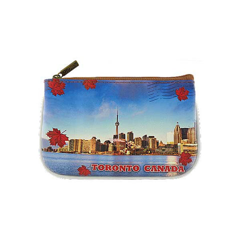 Mlavi Toronto waterfront skyline print vegan small pouch/coin purse