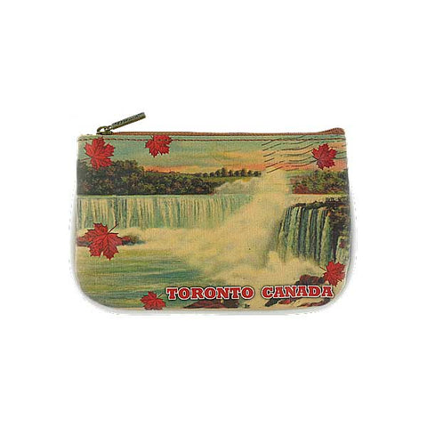 Mlavi vintage style Niagara Falls print vegan small pouch/coin purse