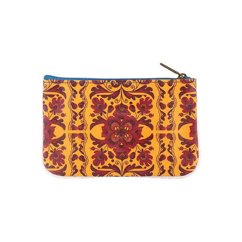 Mlavi Eco-friendly vegan leather small pouch/coin purse with Ukrainian poppy flower embroidery pattern printgreat for everyday use &  gift idea for family & friends. wholesale at www.mlavi.com