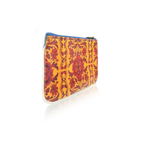 Mlavi Eco-friendly vegan leather small pouch/coin purse with Ukrainian poppy flower embroidery pattern printgreat for everyday use &  gift idea for family & friends. wholesale at www.mlavi.com