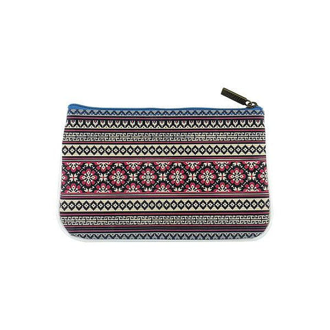 Mlavi Eco-friendly vegan leather small pouch/coin purse with Poppy flower & Ukrainian embroidery pattern printgreat for everyday use &  gift idea for family & friends. wholesale at www.mlavi.com