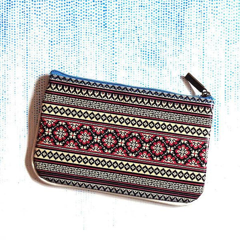 Mlavi Eco-friendly vegan leather small pouch/coin purse with Poppy flower & Ukrainian embroidery pattern printgreat for everyday use &  gift idea for family & friends. wholesale at www.mlavi.com