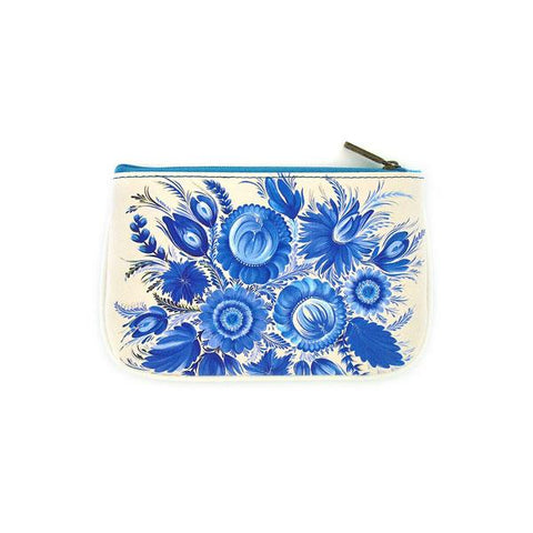 Mlavi's Eco-friendly vegan leather small pouch/coin purse with Ukrainian Petrykivka style flower print. It's great for everyday use & a unique gift for yourself & family & friends. More Ukraine themed bags, wallets & other fashion accessories are available for wholesale at www.mlavi.com for gift & boutique buyers worldwide.