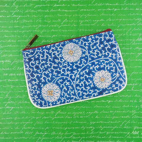 Mlavi's Eco-friendly vegan leather small pouch/coin purse with blue and white porcelain pattern print. It's great for everyday use & a unique gift for yourself, family & friends. More Asian themed wallets & other fashion accessories are available for wholesale at www.mlavi.com for gift & boutique buyers worldwide.
