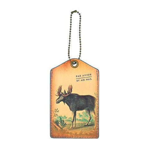 Eco-friendly, cruelty-free, ethically made moose print vegan luggage tag by Mlavi Studio. Great for travel or as gift for family & friends. Wholesale at www.mlavi.com to gift shop, clothing & fashion accessories boutiques, book stores.