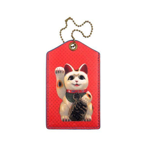 Eco-friendly, cruelty-free, ethically made vegan/vegan leather luggage tag with cute cat print by Mlavi. Wholesale available at http://mlavi.com along with other whimsical fashion accessories