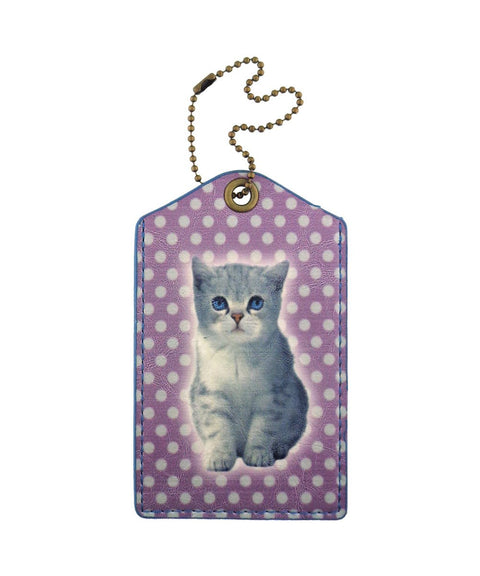 Mlavi cute blue eyed kitten vegan leather luggage tag