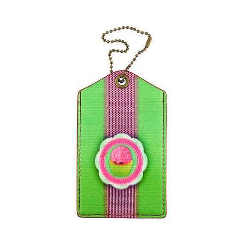 Mlavi vegan leather vintage style luggage tag features cute cupcake print. A great gift idea for yourself & your friends & family. More whimsical animal themed fashion accessories are available for wholesale at www.mlavi.com for gift shop & boutique buyer.