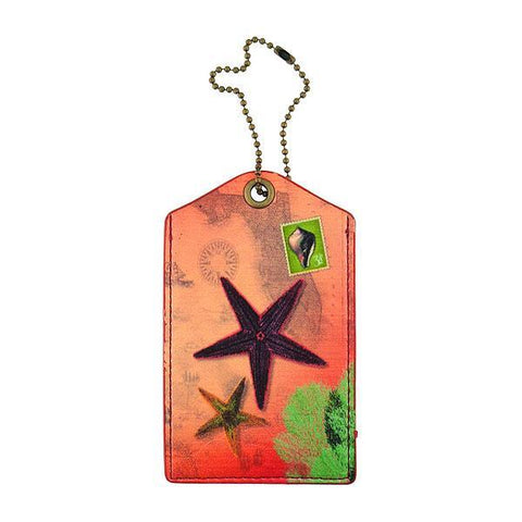 Mlavi Eco-friendly, cruelty-free, ethically made luggage tag with vintage style starfish & coral print. Great for travel or as gift. Wholesale at www.mlavi.com to hotel & resort gift shops, souvenir stores, general gift shops, clothing & fashion accessories boutiques, book stores worldwide.