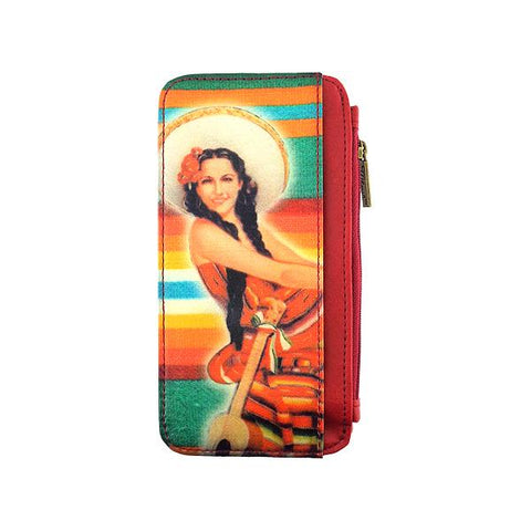 Eco-friendly, cruelty-free, ethically made vegan cardholder with Mexican retro calendar pinup girl print by Mlavi Studio. Great for everyday use or as gift for family & friends. Wholesale at www.mlavi.com to gift shop, clothing & fashion accessories boutiques, book stores.
