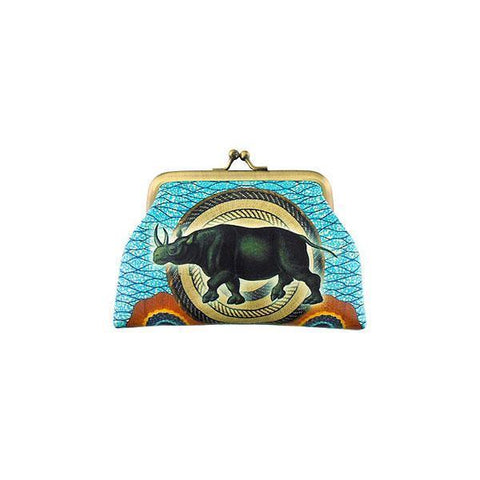 Eco-friendly, cruelty-free, ethically made vegan kiss lock frame coin purse with vintage style rhino print by Mlavi Studio. It's great for everyday use or as gift for animal loving family and friends. Wholesale at www.mlavi.com to gift shop, clothing & fashion accessories boutiques, book stores.
