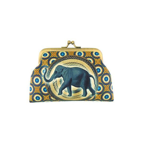 Eco-friendly, cruelty-free, ethically made vegan kiss lock frame coin purse with vintage style elephant print by Mlavi Studio. It's great for everyday use or as gift for animal loving family and friends. Wholesale at www.mlavi.com to gift shop, clothing & fashion accessories boutiques, book stores.
