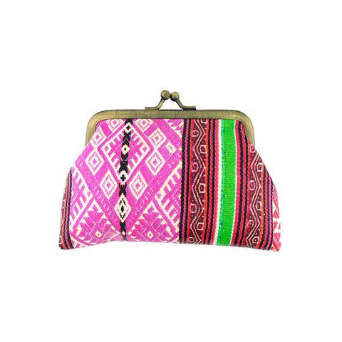 Mlavi Balkan textile pattern print vegan small kiss lock frame coin purse made with Eco-friendly & cruelty-free vegan materials that are ethically made. Great for everyday use or as gift. Wholesale available at www.mlavi.com for gift shops, fashion accessories & clothing boutiques in Canada, USA & worldwide.