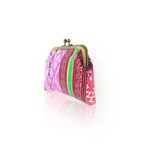 Mlavi Balkan textile pattern print vegan small kiss lock frame coin purse made with Eco-friendly & cruelty-free vegan materials that are ethically made. Great for everyday use or as gift. Wholesale available at www.mlavi.com for gift shops, fashion accessories & clothing boutiques in Canada, USA & worldwide.