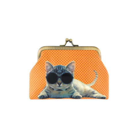 Mlavi cool cat with sunglasses print vegan small pouch/coin purse
