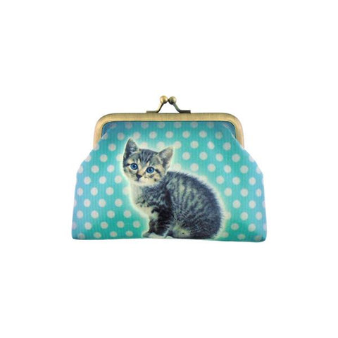 Mlavi cute kitten with tiara print vegan leather kiss lock frame coin purse for everyday use & gift idea for family & friends. Wholesale at www.mlavi.com