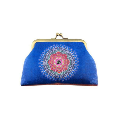 Eco-friendly, cruelty-free, ethically made vegan kiss lock frame coin purse with vintage style elephant & AUM (OM) print by Mlavi Studio. Great for everyday use or as gift for animal loving family & friends. Wholesale at www.mlavi.com to gift shop, clothing & fashion accessories boutiques, book stores.