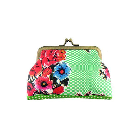 Mlavi retro style Mexican oilcloth flower print kiss lock frame coin purse. Great gift for your family & friends. Wholesale at www.mlavi.com