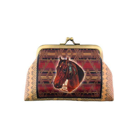 Mlavi vintage style  horse print vegan kiss lock frame coin purse for everyday use or gift idea for family and friends.Wholesale at www.mlavi.com 
