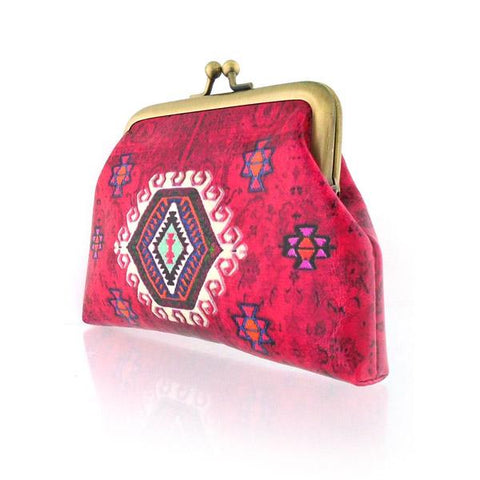 Mlavi's Eco-friendly, cruelty-free vegan/vegan leather Turkish pattern print kiss lock frame coin purse. It's wonderful for everyday use & as a unique gift for yourself or your family & friends. Wholesale is available at www.mlavi.com for gift shops, fashion accessories & clothing boutiques in Canada, USA & worldwide.