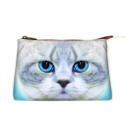 Mlavi vegan leather vintage style makeup pouch features adorable cat illustration. A great gift idea for yourself & your friends & family. wholesale at www.mlavi.com