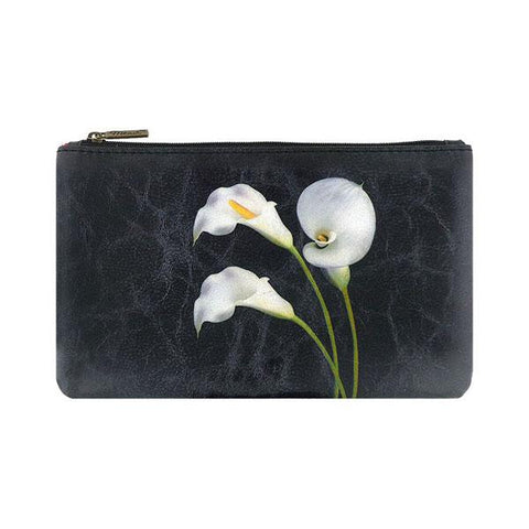 Mlavi calla lily flower print medium pouch/makeup pouch made with Eco-friendly & cruelty free vegan materials. Gift & boutique buyer can order wholesale at www.mlavi.com