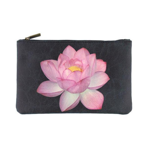 Mlavi lotus flower print medium pouch/makeup pouch made with Eco-friendly & cruelty free vegan materials. Gift & boutique buyer can order wholesale at www.mlavi.com