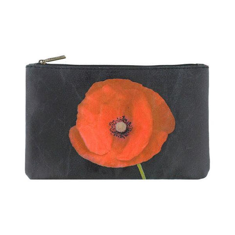 Mlavi poppy flower print medium pouch/makeup pouch made with Eco-friendly & cruelty free vegan materials. Gift & boutique buyer can order wholesale at www.mlavi.com for ethically made & unique fashion accessories including bags, wallets, purses, coin purses, travel accessories & gifts.