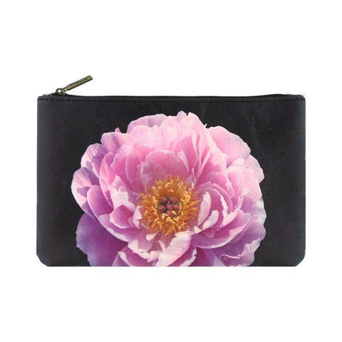 Mlavi peony flower print medium pouch/makeup pouch made with Eco-friendly & cruelty free vegan materials. Gift & boutique buyer can order wholesale at www.mlavi.com for ethically made & unique fashion accessories including bags, wallets, purses, coin purses, travel accessories & gifts.