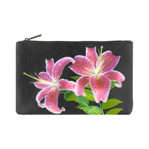Mlavi lily flower print medium pouch/makeup pouch made with Eco-friendly & cruelty free vegan materials. Gift & boutique buyer can order wholesale at www.mlavi.com