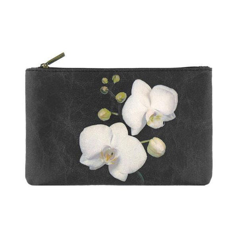 Mlavi orchid flower print medium pouch/makeup pouch made with Eco-friendly & cruelty free vegan materials. Gift & boutique buyer can order wholesale at www.mlavi.com
