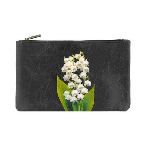 Mlavi lily of valley flower print medium pouch/makeup pouch made with Eco-friendly & cruelty free vegan materials. Gift & boutique buyer can order wholesale at www.mlavi.com for ethically made & unique fashion accessories including bags, wallets, purses, coin purses, travel accessories & gifts.