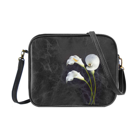 Mlavi Eco-friendly calla lily flower vegan crossbody bag/toiletry bag