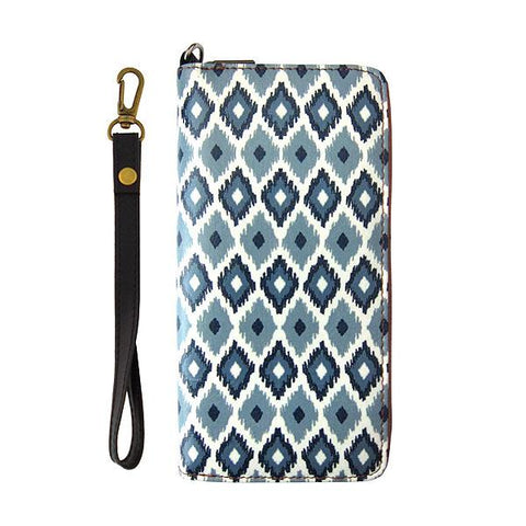 Mlavi Ikat pattern print wristlet large wallet for women for everyday use, travel or as gift for family & friends. Wholesale at www.mlavi.com