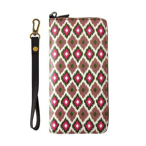 Mlavi Ikat pattern print wristlet large wallet for women for everyday use, travel or as gift for family & friends. Wholesale at www.mlavi.com