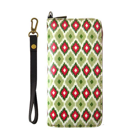 Mlavi Ikat pattern print wristlet large wallet for women for everyday use, travel or as gift for family & friends. Wholesale at www.mlavi.com