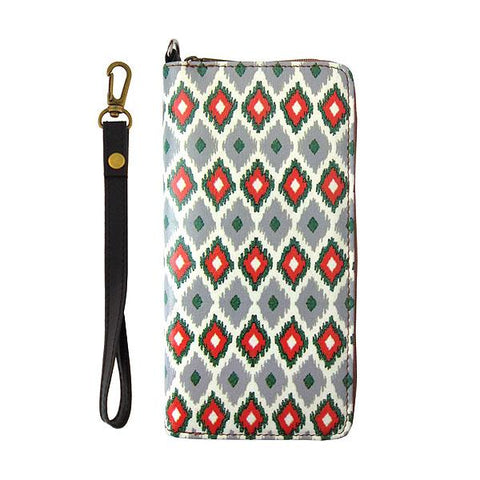 Mlavi Ikat pattern print wristlet large wallet for women for everyday use, travel or as gift for family & friends. Wholesale at www.mlavi.com