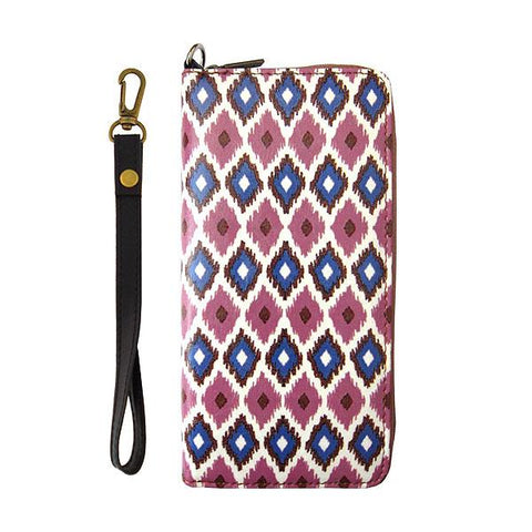 Mlavi Ikat pattern print wristlet large wallet for women for everyday use, travel or as gift for family & friends. Wholesale at www.mlavi.com