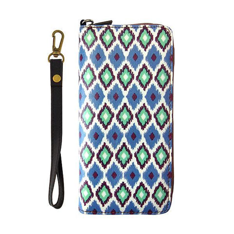 Mlavi Ikat pattern print wristlet large wallet for women for everyday use, travel or as gift for family & friends. Wholesale at www.mlavi.com
