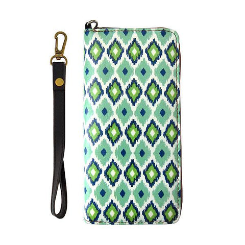 Mlavi Ikat pattern print wristlet large wallet for women for everyday use, travel or as gift for family & friends. Wholesale at www.mlavi.com